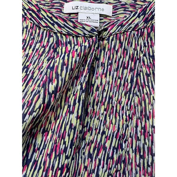 Liz Claiborne Womens Long Sleeve Sheer Blouse XL Colorful Multicolored - Picture 4 of 13